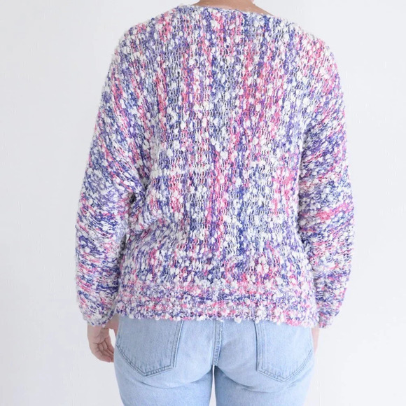 Vintage Gloria Vanderbilt Purple & Pink Knit Scoop Neck Sweater M - Picture 3 of 13